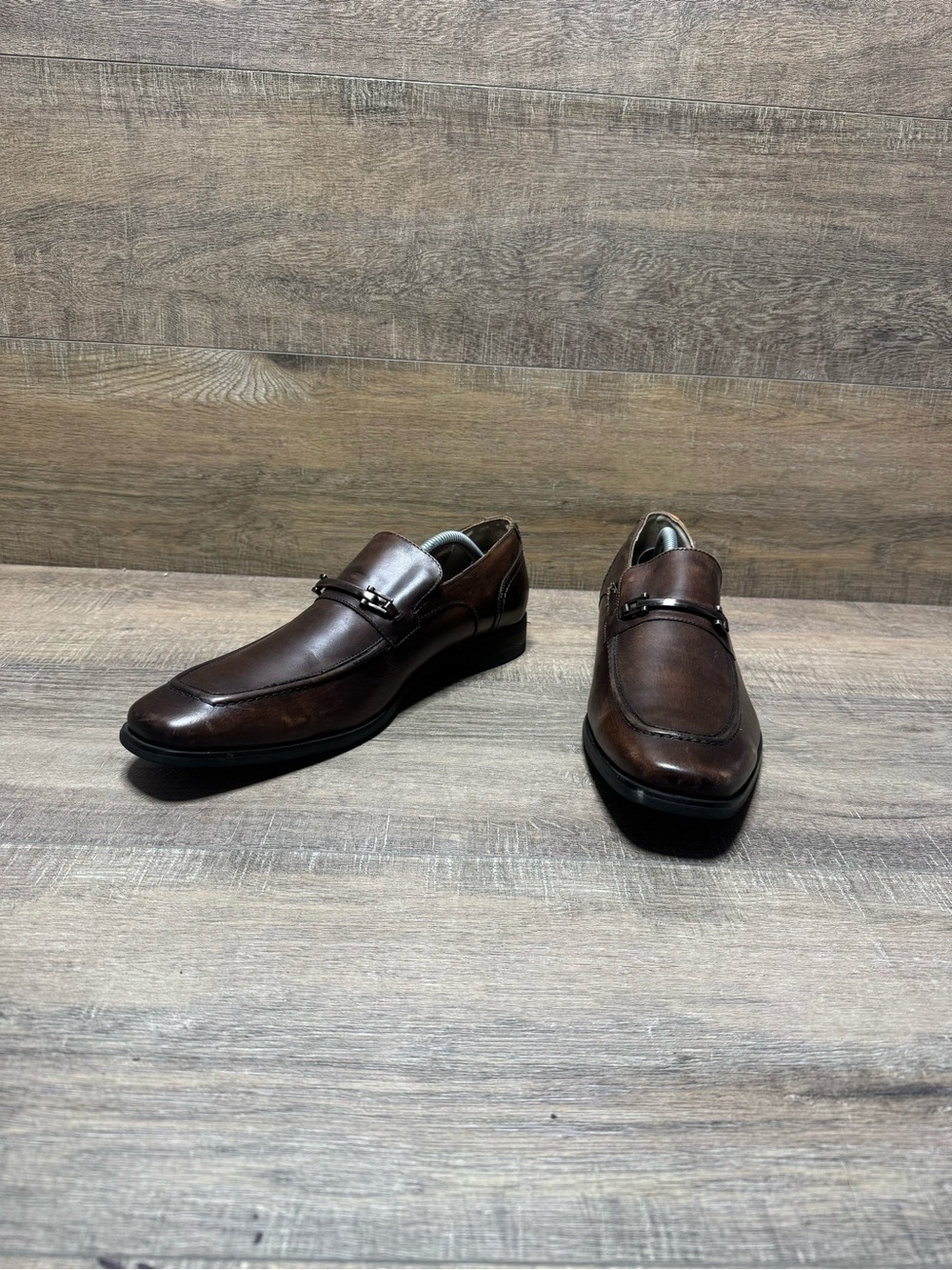 Vince Camuto Brown Leather Slip-On Bit Loafers
